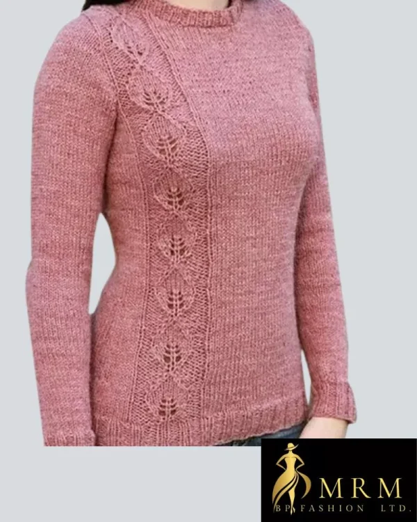 Women's Crew Neck Pullover with Lace Insert